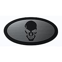 Oval Vehicle Stick-On Badge Emblem Skull Silver 4 Inch by 2 Inch