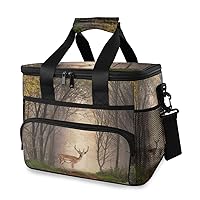 ALAZA Fallow Deer Dreamy Misty Forest Large Cooler Insulated Picnic Bag Lunch Box for Adult Men Women