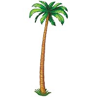 Beistle Durable Cardstock Paper Jointed Palm Tree Cut Out Hawaiian Theme Summer Luau Party Decoration, 6', Green/Brown