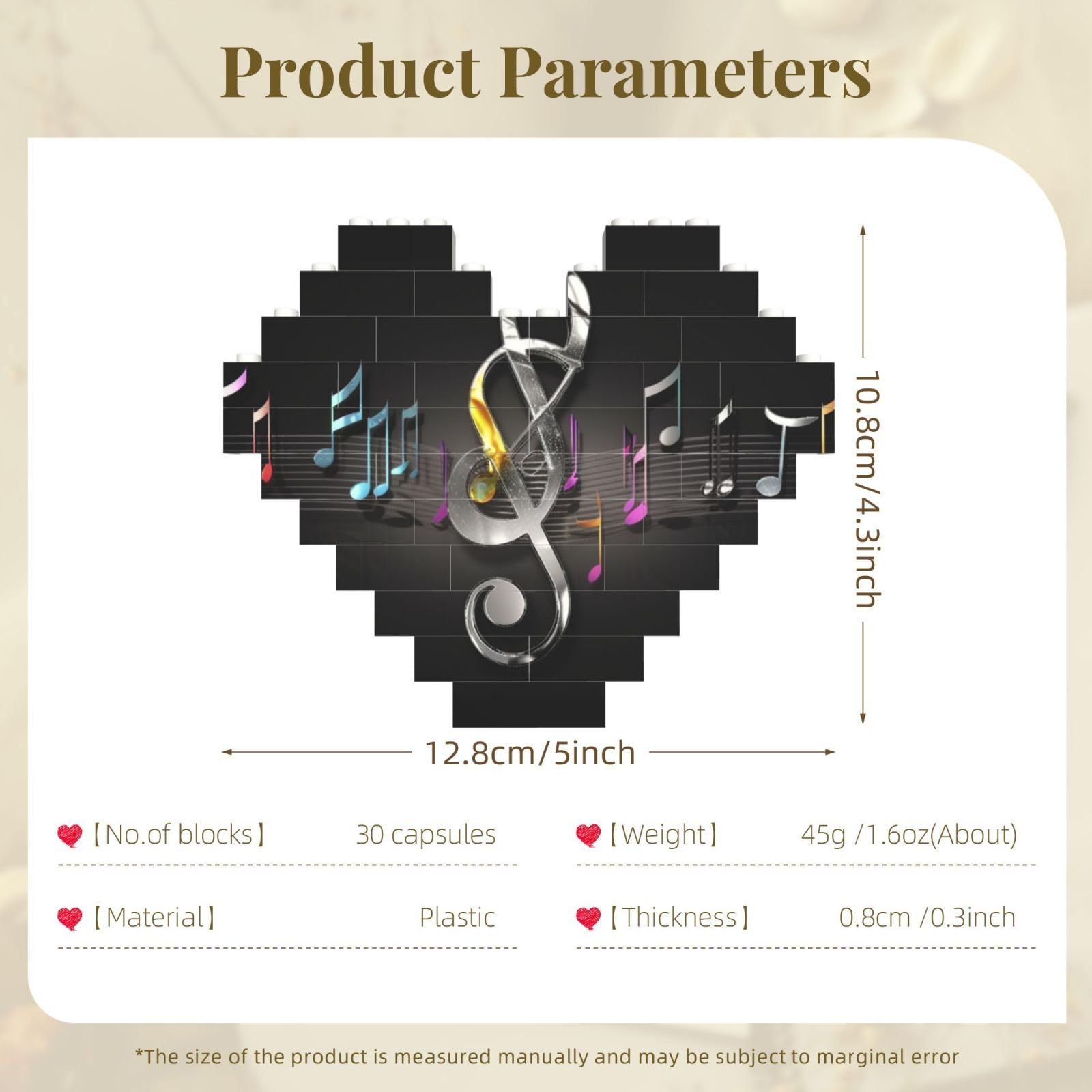 Building Block Puzzle Heart Shaped Building Bricks Music Note2 Puzzles Block Puzzle for Adults 3D Micro Building Blocks for Home Decor Bricks Set
