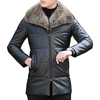 Black Elegance: Men's Genuine Sheepskin Detachable Sherpa Shearling Slim Fit Leather Puffer Jacket