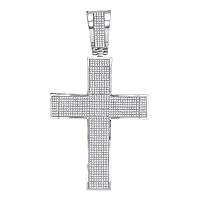 The Diamond Deal 10kt White Gold Mens Round Diamond Roman Cross Charm Pendant 2-1/3 Cttw