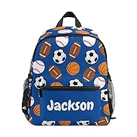Custom Baseball Sports Kid's Backpack Personalized Backpack with Name/Text Preschool Backpack for Boys Customizable Toddler Backpack for Girls with Chest Strap