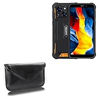 BoxWave Case Compatible with Oukitel WP20 - Elite Leather Messenger Pouch, Synthetic Leather Cover Case Envelope Design - Jet Black