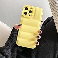 Luxury Leather Down Jacket The Phone Case for iPhone 13 12 11 Pro Xs Max X Xr 7 8 Puls SE Candy Color Cover,Yellow,for iPhone Xsmax (6.5)