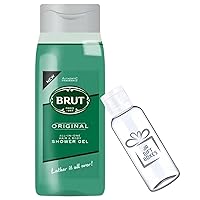 Refillable Gel Travel Bottle Bundled with Brut Original Shower Gel for Men 16.9floz (500ml)