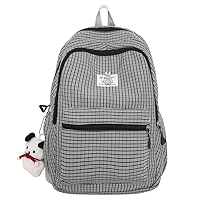 Cute Backpack for Women Kawaii Y2K Plaid Checkerboard Harajuku Hiking Travel Aesthetic Rusksack Daypack (black)