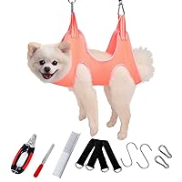 Dog Grooming Hammock Harness for Nail Trimming, Pet Grooming Sling Restraint Bag with Nail Clippers/Trimmer, Nail File, Comb, Dog Grooming Hammock Helper for Nail Trimming/Clipping