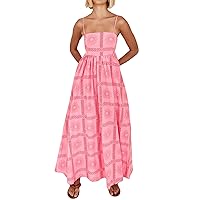 Women Graffiti Maxi Cami Dress Cute Cartoon Print Flowy Long Sundress Boho Colorful Spaghetti Strap Vacation Dress