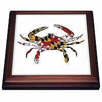 3dRose Maryland Crab Flag Trivet with Ceramic Tile, 8 by 8