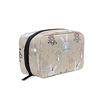 Cute Bunny With Scarf And Hat Printing Cosmetic Bag with Zipper Multifunction Toiletry Pouch Storage Bag for Women