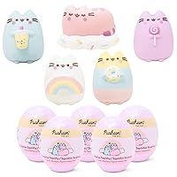 Hamee Pusheen The Cat [Surprise Blind Capsule] [Series 2] Cute Water Filled Squishy Toy [Birthday Gift Bags, Party Favors, Gift Basket Filler, Stress Relief Toys] - (5 PC. Set) (One of Each Style)