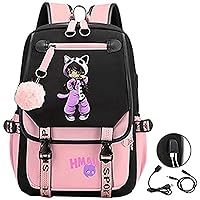 Cute Laptop Backpack Amine Fashion Travel Hiking School Backpack for Girls Women Large Bookbag With Usb Charge Port 18 Inch