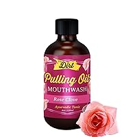 THE DIRT Oil Pulling Mouthwash - Gluten Free - Removes Plaque, Tartar, Bad Breath & Whitens Teeth (Luscious Rose, Clove & Mint, 4 Ounce)