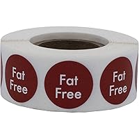 Fat Free Food Rotation Labels .75 Inch Round Circle Dots 500 Adhesive Stickers