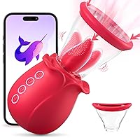 Sex Toys Vibrator for Woman-Rose Sucking Sex Toy,3 in 1 Sucking &Licking Rose Vibrators Sex Toy-Dildo G Spot Vibrator Nipple Clitoral Stimulator, 2 Suction Cup Vibrator Adult Sex Toys for Women Couple