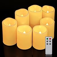 Flameless LED Candles with 6-Key Remote & Timer, Outdoor Indoor Waterproof Battery Operated Candles for Home/Wedding Décor, Exquisite Set of 7 (D 3