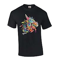 Neon Black Light Dragon House of Dragon Moonlight Mens Short Sleeve T-Shirt Graphic Tee
