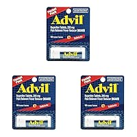 Advil Coated Tablets Pain Reliever and Fever Reducer, Ibuprofen 200mg, Vial, Fast Pain Relief, Pocket Pack, 10 Count (Pack of 3)