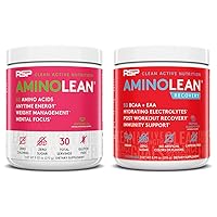 AminoLean Pre Workout Energy (Watermelon 30 Servings) with AminoLean Recovery Post Workout Boost (Tropical Island Punch 30 Servings)