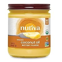 Organic Coconut Oil with Butter Flavor from non-GMO, Steam Refined, Sustainably Farmed Coconuts, 14-ounce
