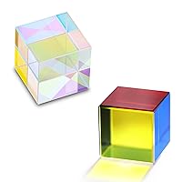HDCRYSTALGIFTS 25mm Optical Glass X-Cube Prism RGB Dispersion Prism Set