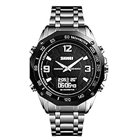 Gosasa Unisex Wrist Watch, Waterproof Military Analog Digital Watches with LED Multi Time Chronograph, Stainless Steel Business Watches for Men