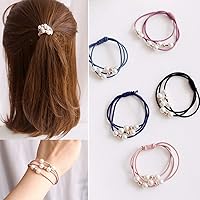 20 Pcs Korean Hair Accessories Girls Hair Elastic Ties, Multi Layer Hair Ring with Pearls Hair Rope Hairband