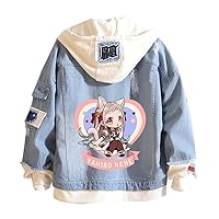 Unisex Anime Denim Jacket Toilet-Bound Hanako-kun Hoodie Jacket Nene Yashiro Cosplay Jean Coat Halloween