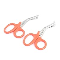 2 PCS PARAMEDIC UTILITY BANDAGE FIRST AID STAINLESS STEEL TRAUMA EMT EMS SHEARS SCISSORS 7.25' NEON ORANGE