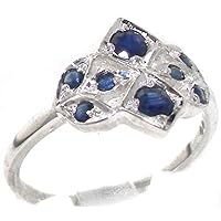 925 Sterling Silver Natural Sapphire Womens Cluster Ring - Sizes 4 to 12 Available