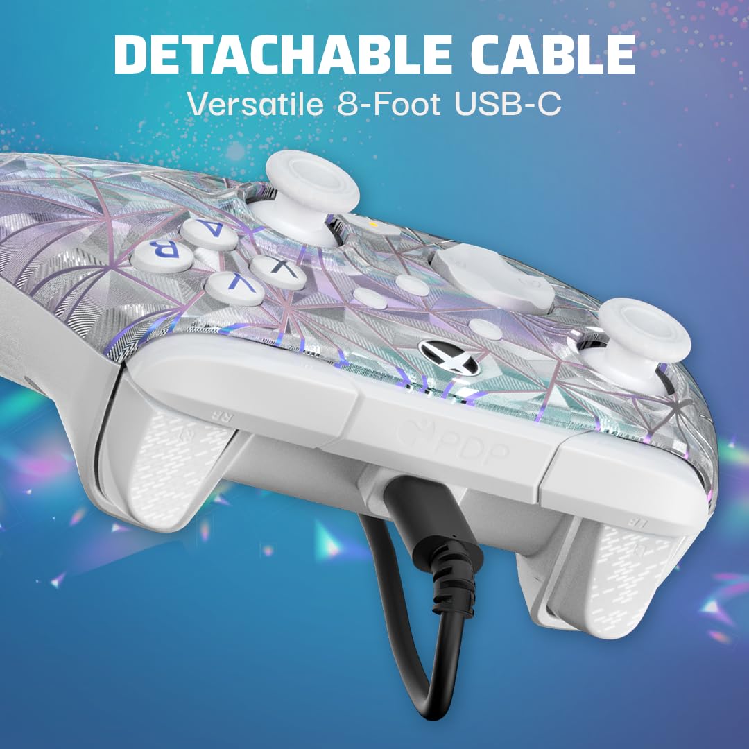 PDP Gaming REMATCH Advanced Wired Controller for Xbox Series X|S/Xbox One/PC, Customizable, App Supported - Frosted Diamond (Amazon Exclusive)