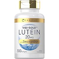 Lutein and Zeaxanthin 20mg | 300 Softgels | Eye Health Vitamins | Non-GMO & Gluten Free Supplement
