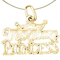 Jewels Obsession Silver Mexican Princess Necklace | 14K Yellow Gold-plated 925 Silver Mexican Princess Pendant with 18