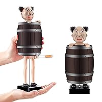 Funny Cigarette Holder, Creative Spoof Box, Santa Claus in The Wooden Barrel Box Figurines Statue Case for Christmas Party Home Decor, Prank Toy Gift Man, 278.0 grams