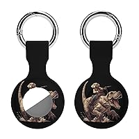 Labrador Dog and Dinosaur Printed Silicone Case for AirTags with Keychain Protective Cover Air Tag Finder Tracker Accessories Holder