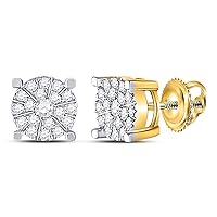 The Diamond Deal Yellow-tone Sterling Silver Womens Round Diamond Square Earrings 1/20 Cttw