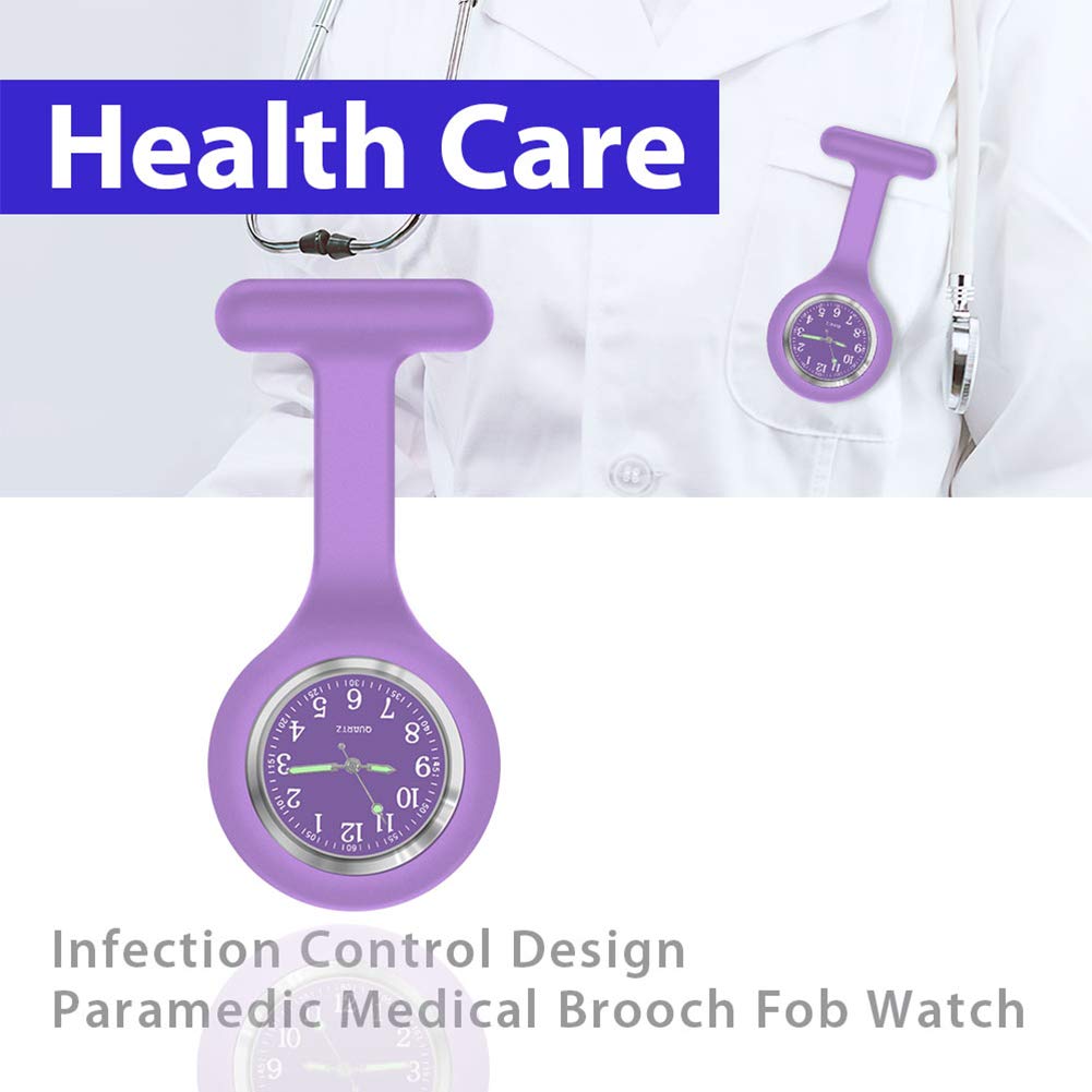 Nurse Watch Brooch, Silicone with Pin/Clip, Glow in Dark Design, Health Care Nurse Doctor Paramedic Medical Brooch Fob Watch