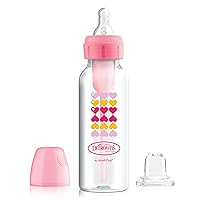 Natural Flow Anti-Colic Options+ Narrow Sippy Bottle Starter Kit,8oz/250mL,with Level 3 Medium-Fast Flow Nipple and 100% Silicone Soft Sippy Spout,Pink,6m+