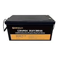 24V 200Ah LiFePO4 Lithium Battery, 5120Wh Energy Built-in 100A BMS, 15000+ Deep Cycles Battery & 20-Year Lifetime for RV, Marine, Solar Power, Camping, Trolling Motor, Off-Grid