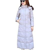 Flygo Womens Long Down Coat Hooded Maxi Down Parka Puffer Jacket Outerwear