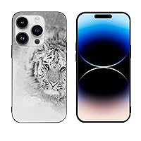 Snow White Tiger Protective Phone Case Ultra Slim Glass Case Shockproof Phone Cover Shell Compatible for iPhone 14 Pro