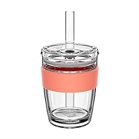 KeepCup Longplay Cold Cup - Double wall Glass Ice Coffee Tumbler with Lid and Straw - 12oz (340ml) - Californian Shrimp
