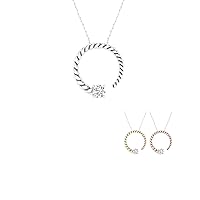 10K Gold 1/5CT TDW Single Diamond Circle Pendant Necklace for Women(I-J, I2)