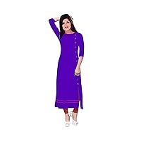 Indian Women's Long Dress Ethnic Kurti Frok Suit Purple Color Maxi Dress