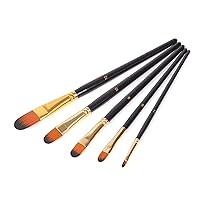 Black Wooden Pole 5 Sets of Watercolor Brushes Nylon Painting Brushes Student Art Painting Supplies (Color : Black, Size