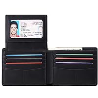 GOIACII Wallet for Men Genuine Leather RFID Blocking Bifold Wallet With 2 ID Windows (Black)