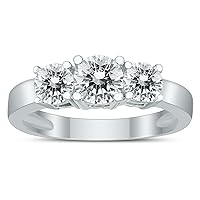 AGS Certified 1 1/2 Carat TW Three Stone Diamond Ring in 14K White Gold