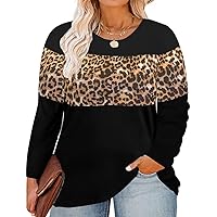 RITERA Plus Size Tops for Women Color Block Long Sleeve Shirts Oversized Loose Fit Pullover Henley Shirts
