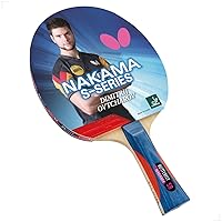Nakama S-8 Table Tennis Racket – Professional ITTF Approved Ping Pong Paddle – Flextra Table Tennis Rubber and Thick Sponge Layer Ping Pong Racket – 2 Ping Pong Balls Included, Red/Black